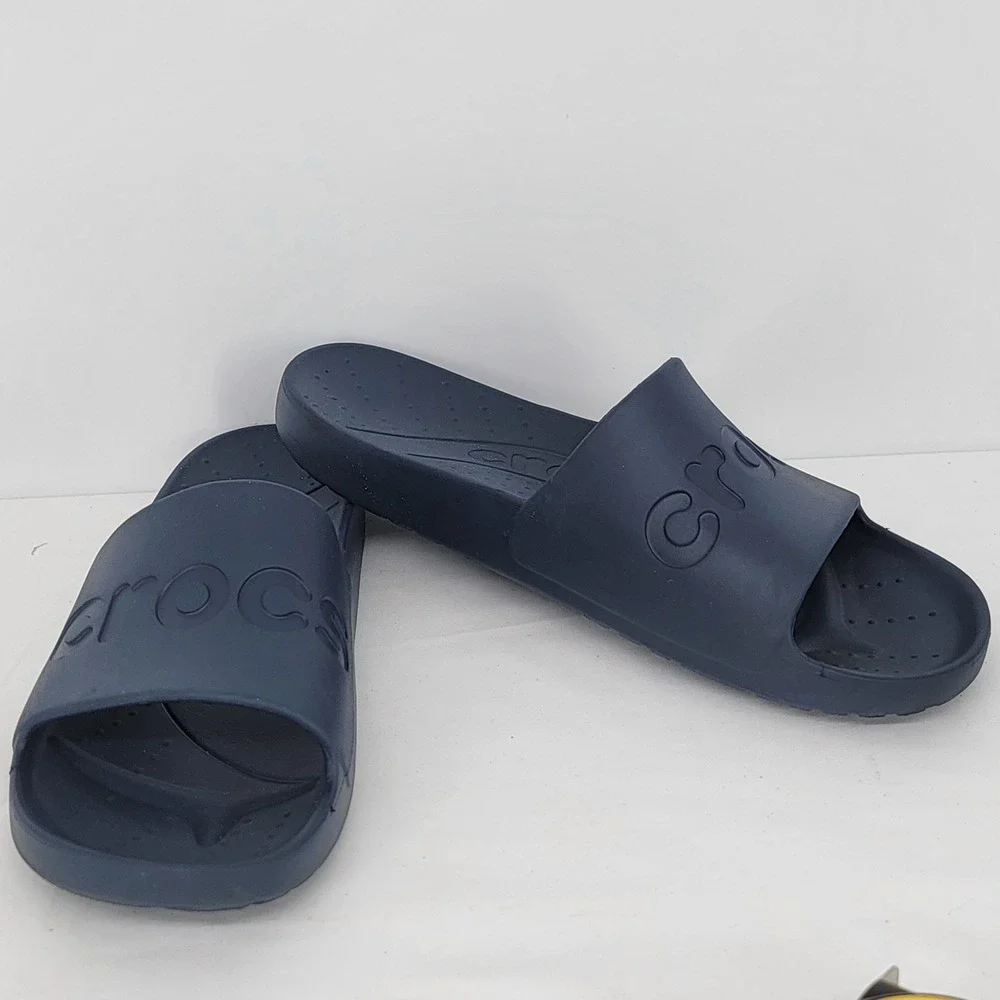 Crocs Baya Slide Navy Blue Men 13 Athletic Comfort Sandals Slip On